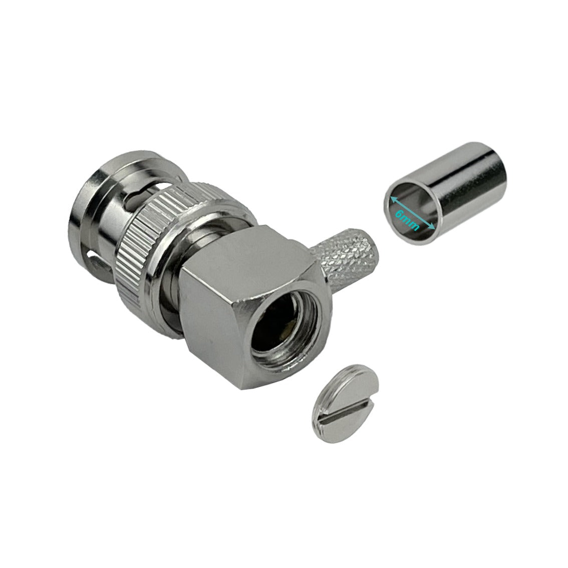 BM2J Conector BNC macho acodado 90 grados crimpeable para cable LMR195 RG58 RG142