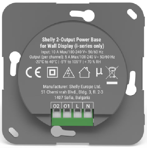 Base de Potencia Shelly 2-Output Power Base de 2 Relés para Wall Display i-series