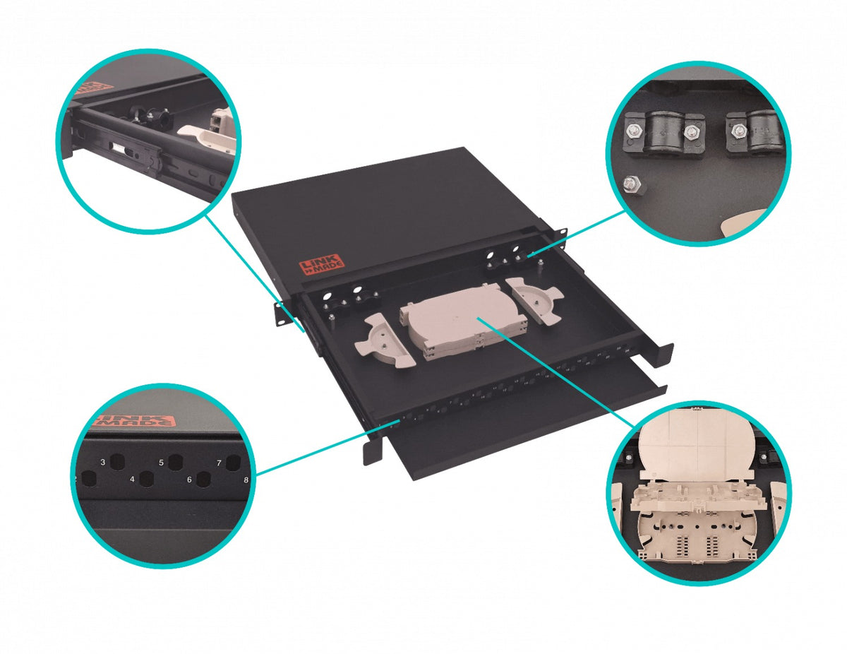 CFR24TF-D-LIQ LINKMADE SIN CAJA Bandeja Deslizante 24-ST-FC para Rack 1U requiere-Acopladores-Redondos