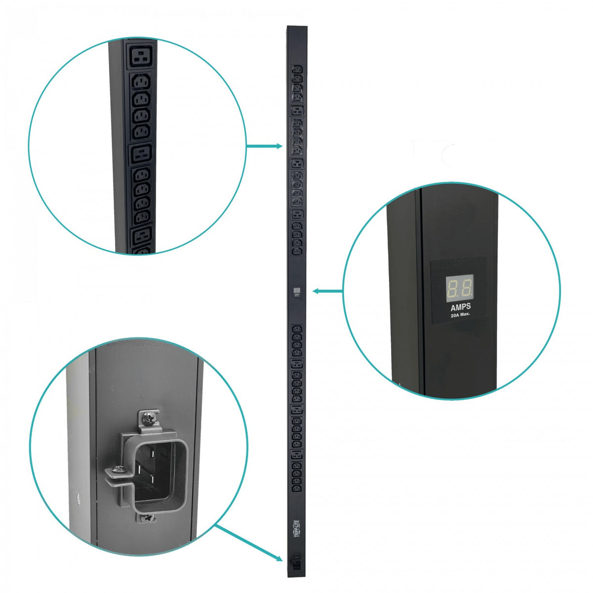 PDUMV20HV. TRIPPLITE Distribuidor Energía Vertical 20 Amperios 32 tomas C13 6 tomas C19 1 toma C20 incluye medidor corriente