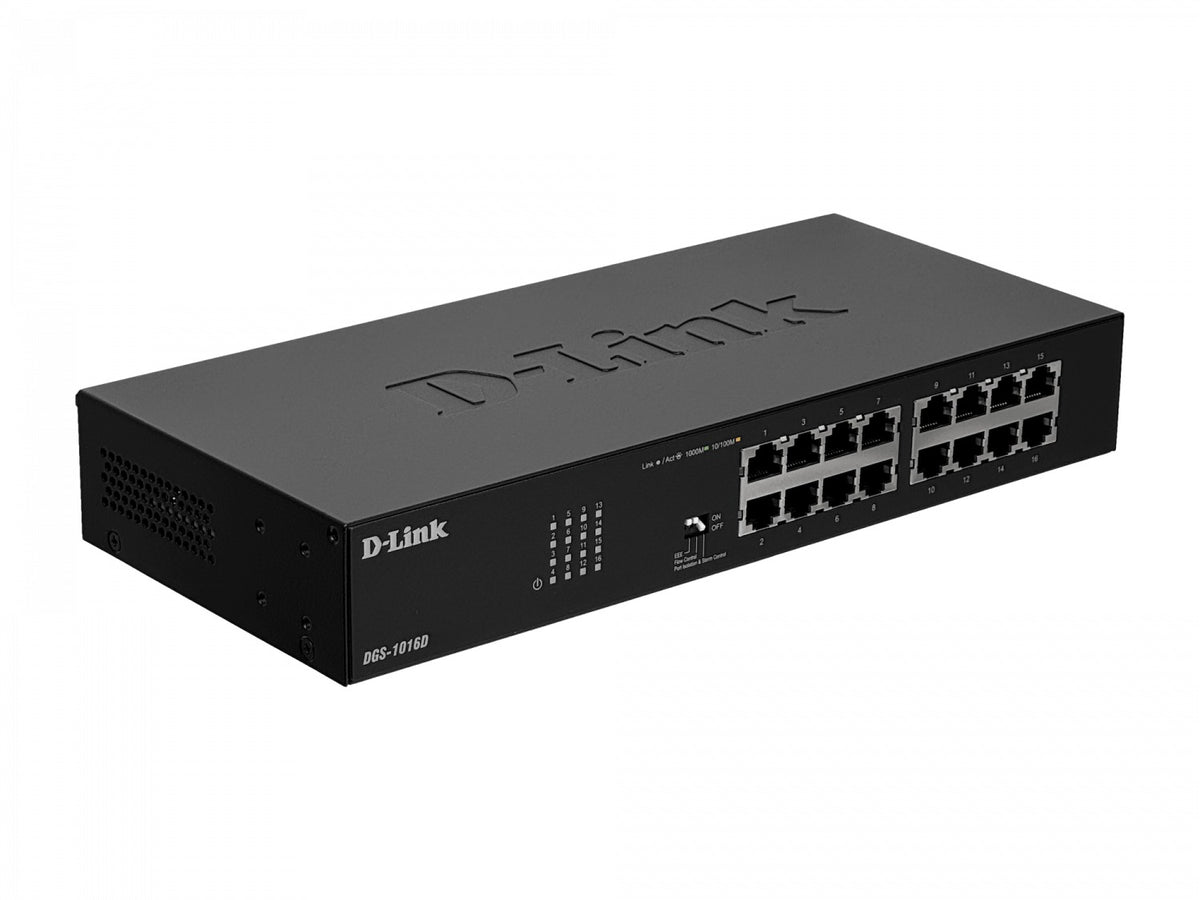 DGS-1016D D-LINK Switch Gigabit No Gestionable de 16 Puertos-1000 para Rack incluye-12V