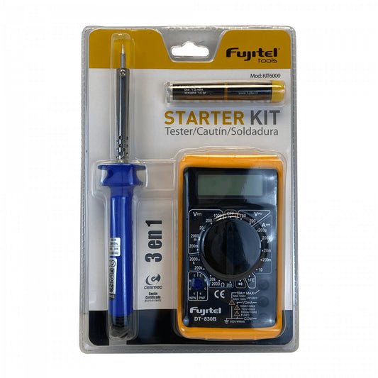 KIT6000 FUJITEL Estación combinada de soldadura con cautín y multímetro digital tipo tester