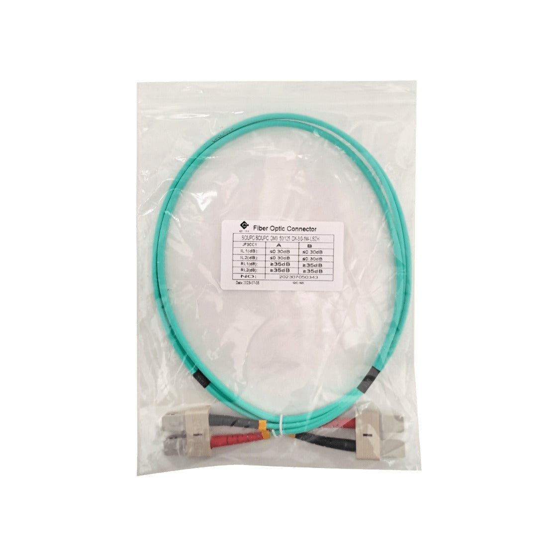JF3CC1 1 metro SC-SC OM3 Multimodo MM Dúplex Latiguillo Fibra 3.0mm 50/125um LSZH