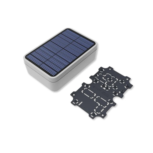 Gabinete Unify IP67 150×100×45 mm - Gris / Placa a medida + panel solar + conectores M8 y antena