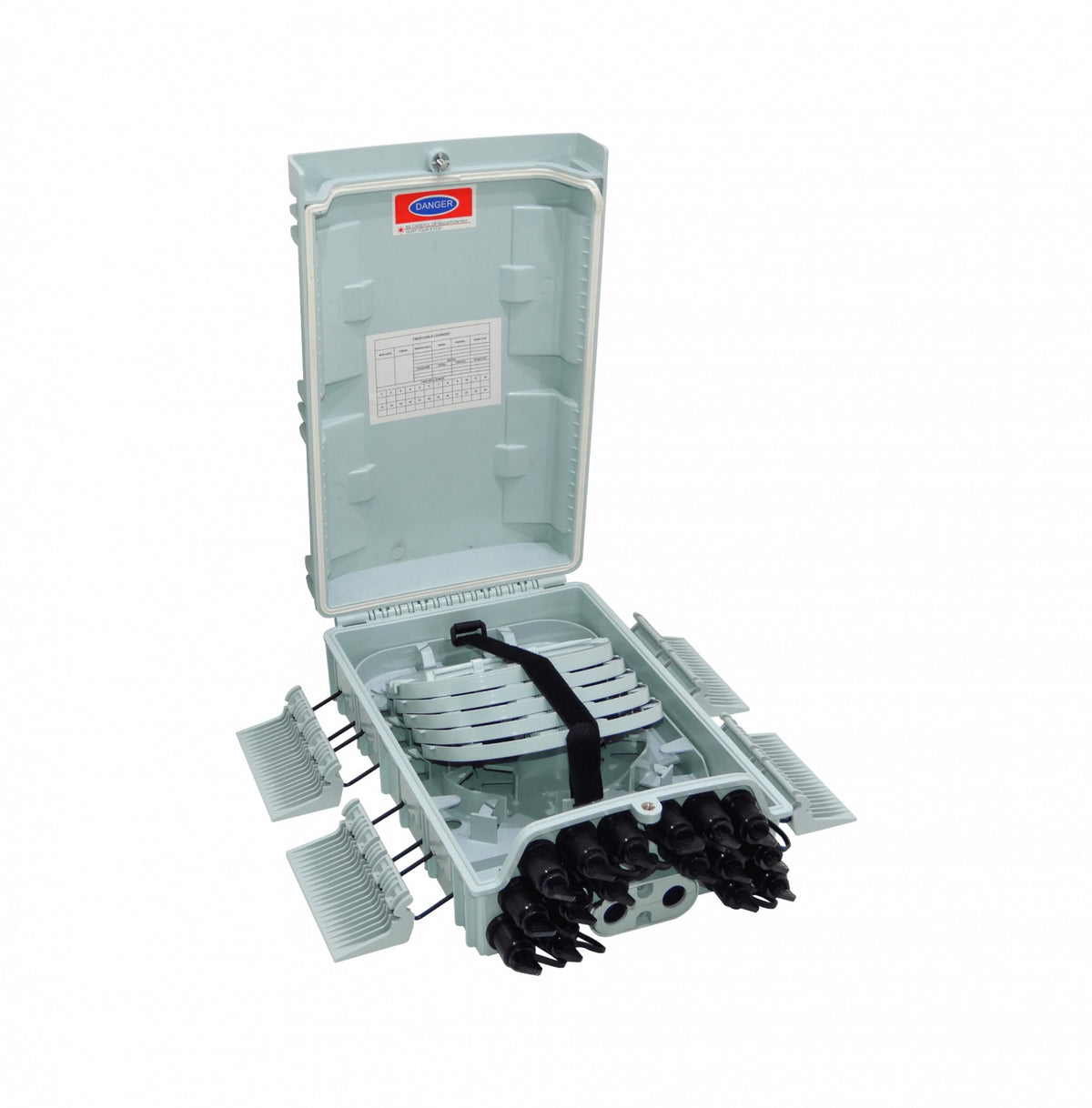 BOX-X16 Blanca 16-OptiTap 16-SC IP65 2-Estopa Caja Fibra NAP req-JXSXX miniSC