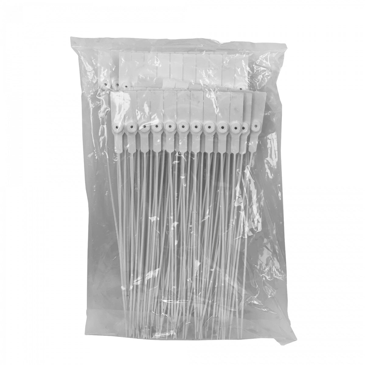 SELLO-B. 100 unidades de precintos de seguridad blancos Metalgrip de plástico, 28cm de largo