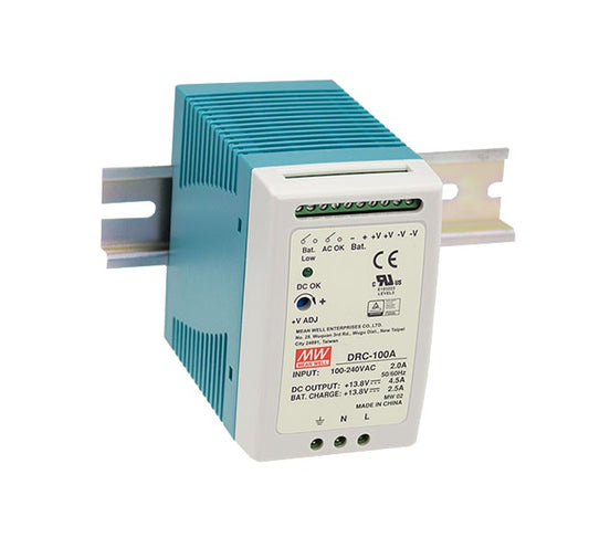 Fuente de poder riel DIN con UPS 100W DRC-100 - 13.8V / 13.8V