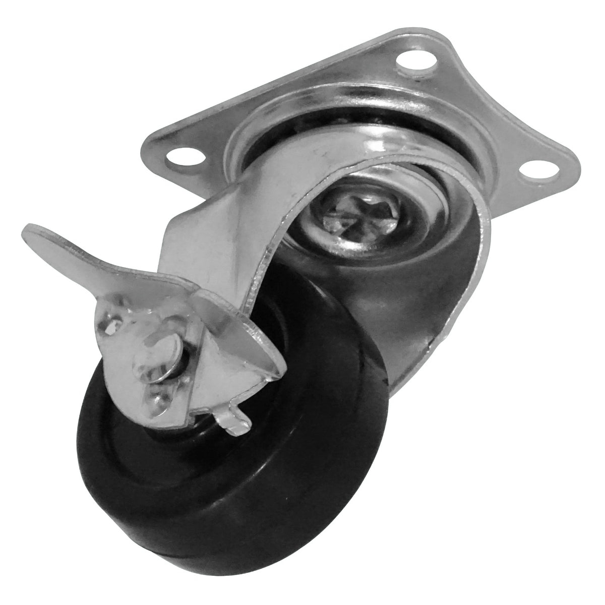 RUEDE-2 Rueda giratoria de 2 pulgadas con bloqueo, color negro, capacidad de carga 25 kg, dimensiones 48x59x67 mm