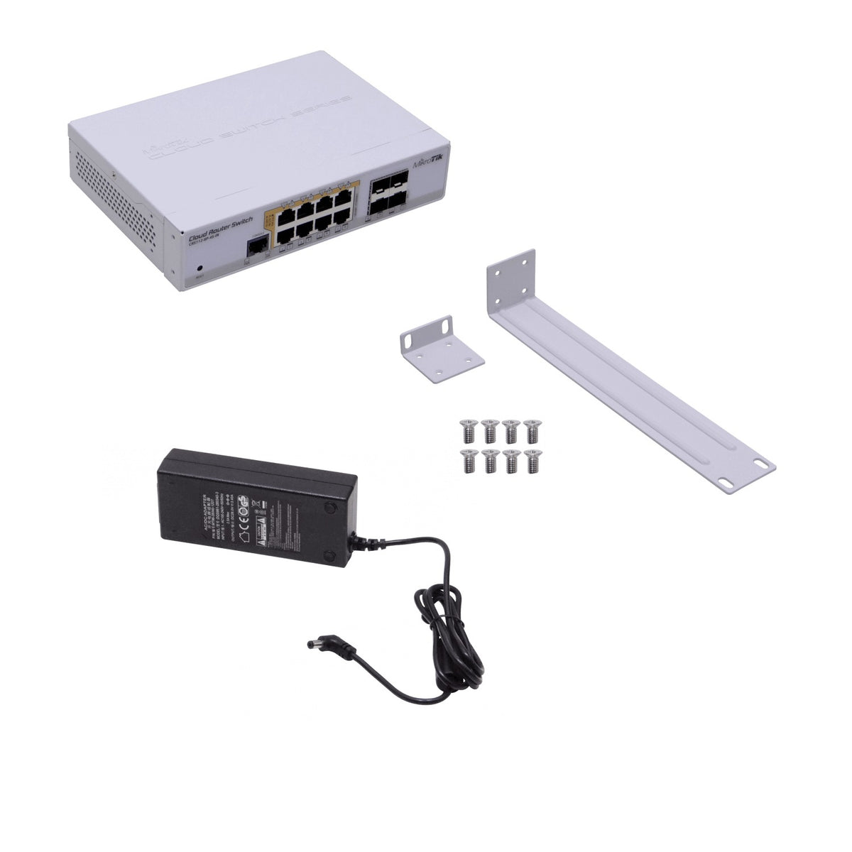 CRS112-8P-4S-IN-LIQ. REFURBISHED MIKROTIK Necesita-Cable 67W 8-1000-PoE24V 4-SFP L5 Puerto serie incluido-28V Dual