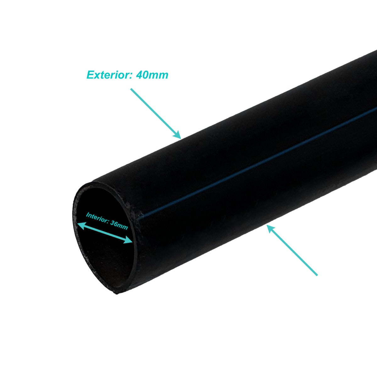 PLAN-4 Rollo de 100 metros de Plansa Negra de Polietileno Reciclado HDPE, ancho exterior 40mm, espesor 2.2mm