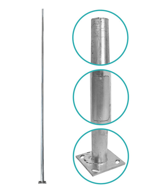 POSTEC-8M Poste troncocónico 8 metros espesor 3mm Placa base-280x280x12mm sin canastillo Diámetro cono-140/60mm