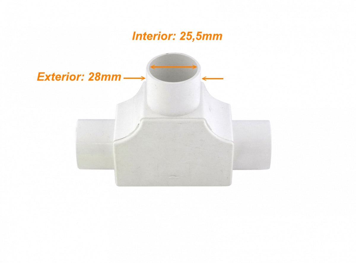 PVC25-TT LINKCHIP Derivación en T con tapa para cañería de PVC Blanca 25 mm