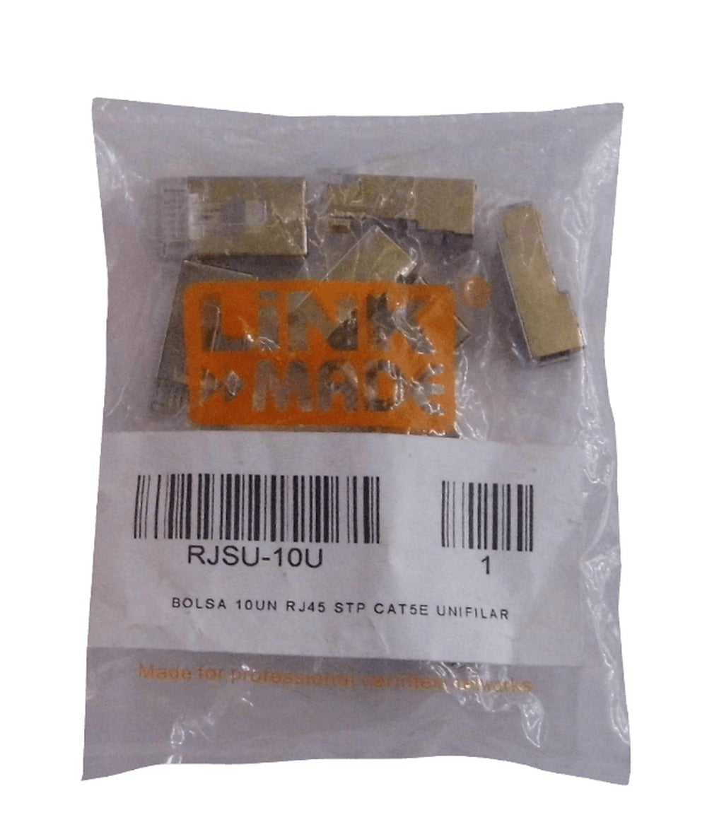 RJSU-10U LINKMADE 10-unids p/Uniifilar Cat5e FTP STP Conector RJ45 Metalico