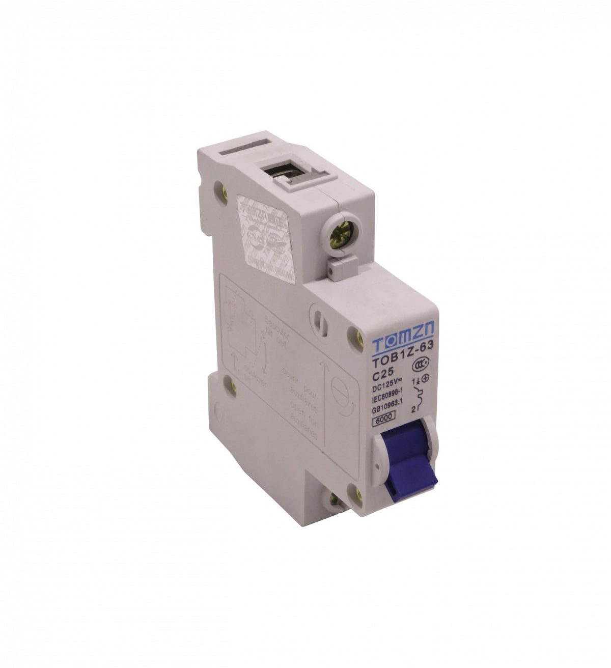 AUTO-DC-25A TOMZN 25A 125VDC Corriente Directa Disyuntor Automático Termomagnético C25