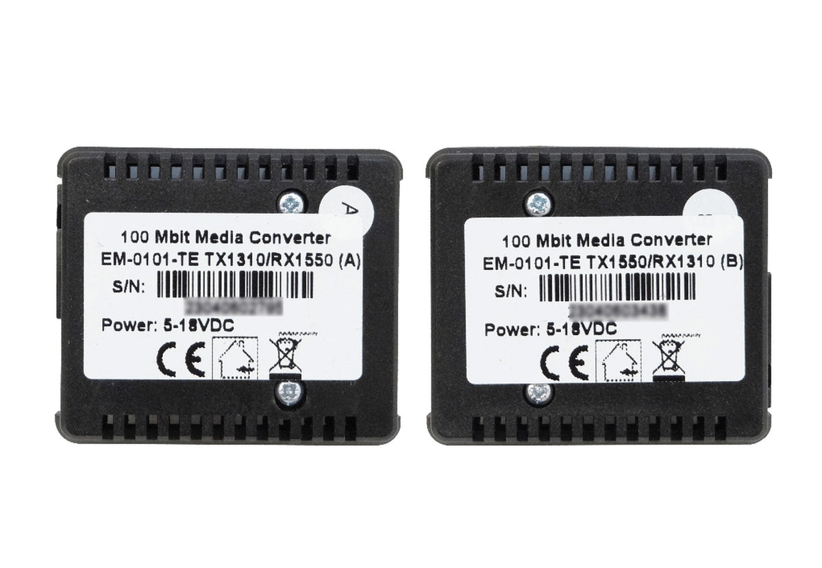 EM-0101-TE EUROLAN Juego Convertidor WDM Compacto Fibra Monomodo 1 SC 1310/1550nm Alcance 20KM 100Mbps