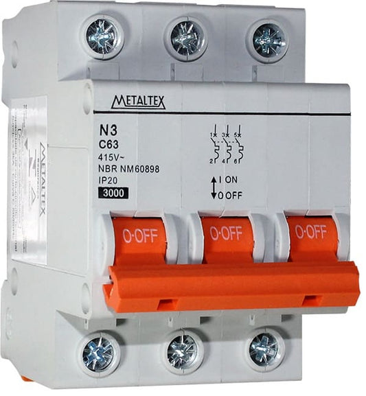 Interruptor automático 3 polos 3kA curva C serie N3 - 10A