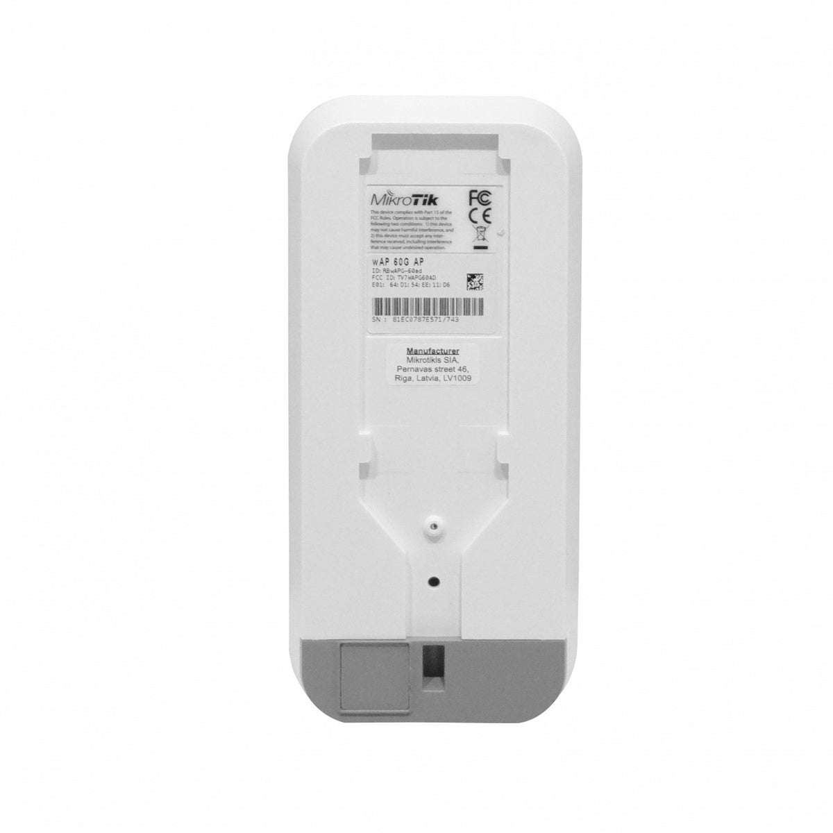 WAP-60G-AP MIKROTIK 1-un PTmP 60GHz 802.11ad 1-1000 RouterOS-L4 60º inc-24V 1Gbps