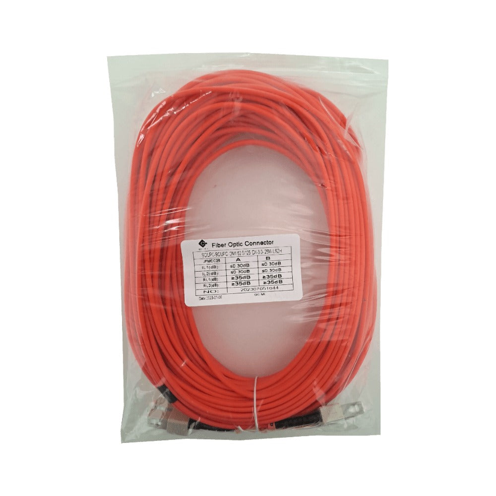 JFMCC25 Cable de fibra óptica multimodo OM1 dúplex SC-SC de 25 metros, 62.5/125 µm, cubierta LSZH de 3 mm