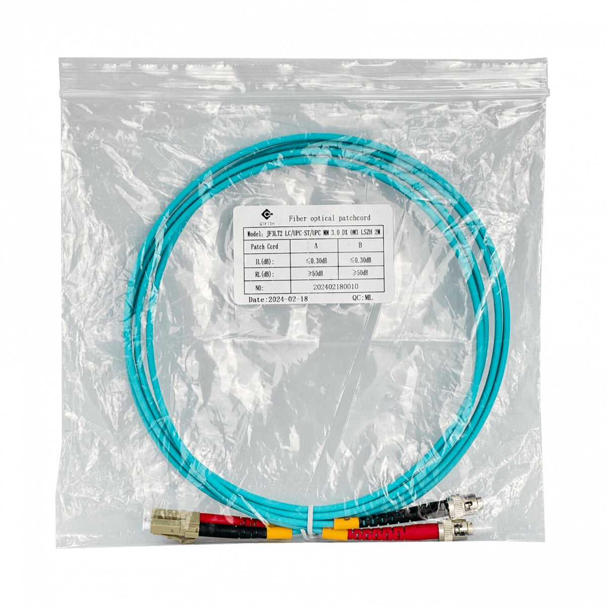 JF3LT2 2 metros LC-ST OM3 Multimodo MM Dúplex Cable de Fibra Óptica 3.0mm 50/125µm