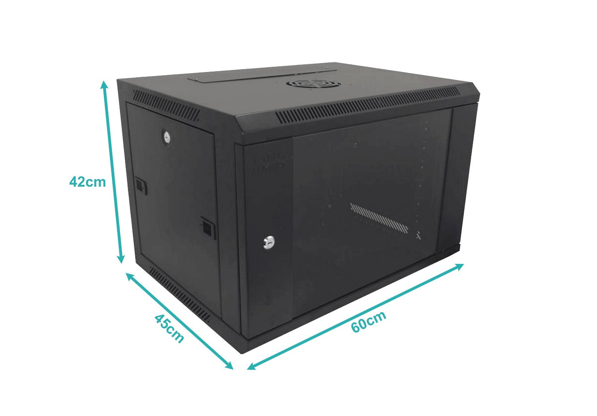RK07-4L LINKMADE gabinete de pared para rack de 7 unidades, color negro, con 45cm de profundidad