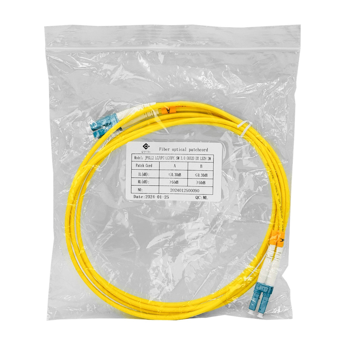 JFSLL2 LSZH 2mt LC-LC MonoModo SM Duplex Jumper Cable Fibra 3.0mm 9/125um