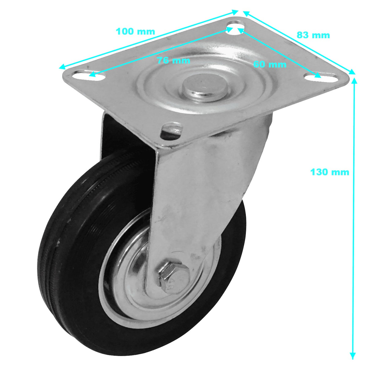 RUEDO-4 Rueda Giratoria 4-pulgadas Negra Capacidad-80kg 84x100x130mm