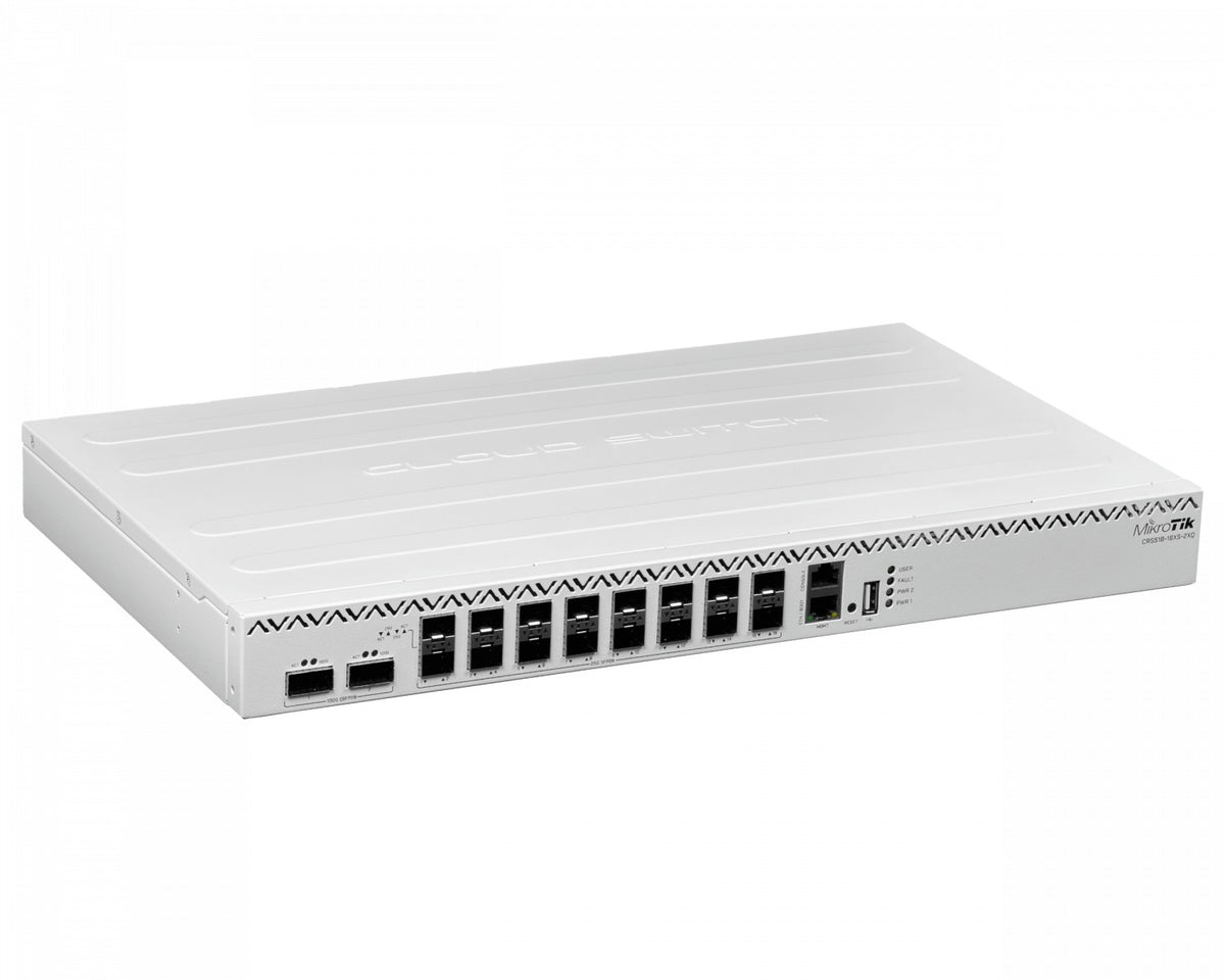 CRS518-16XS-2XQ MIKROTIK SWITCH 16 PUERTOS SFP28 2 PUERTOS QSFP28 100G NIVEL L6 FUENTE DUAL 220VAC INCLUYE CABLES C13