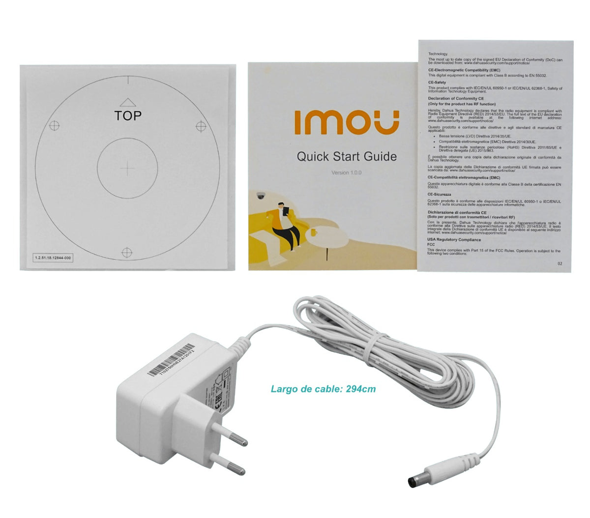 DOME-LITE IMOU Cámara Domo Inalámbrica IP 2MP WiFi 2.4GHz Lente 2.8/3.6mm Ranura MicroSD Fuente 12V/1A Incluida