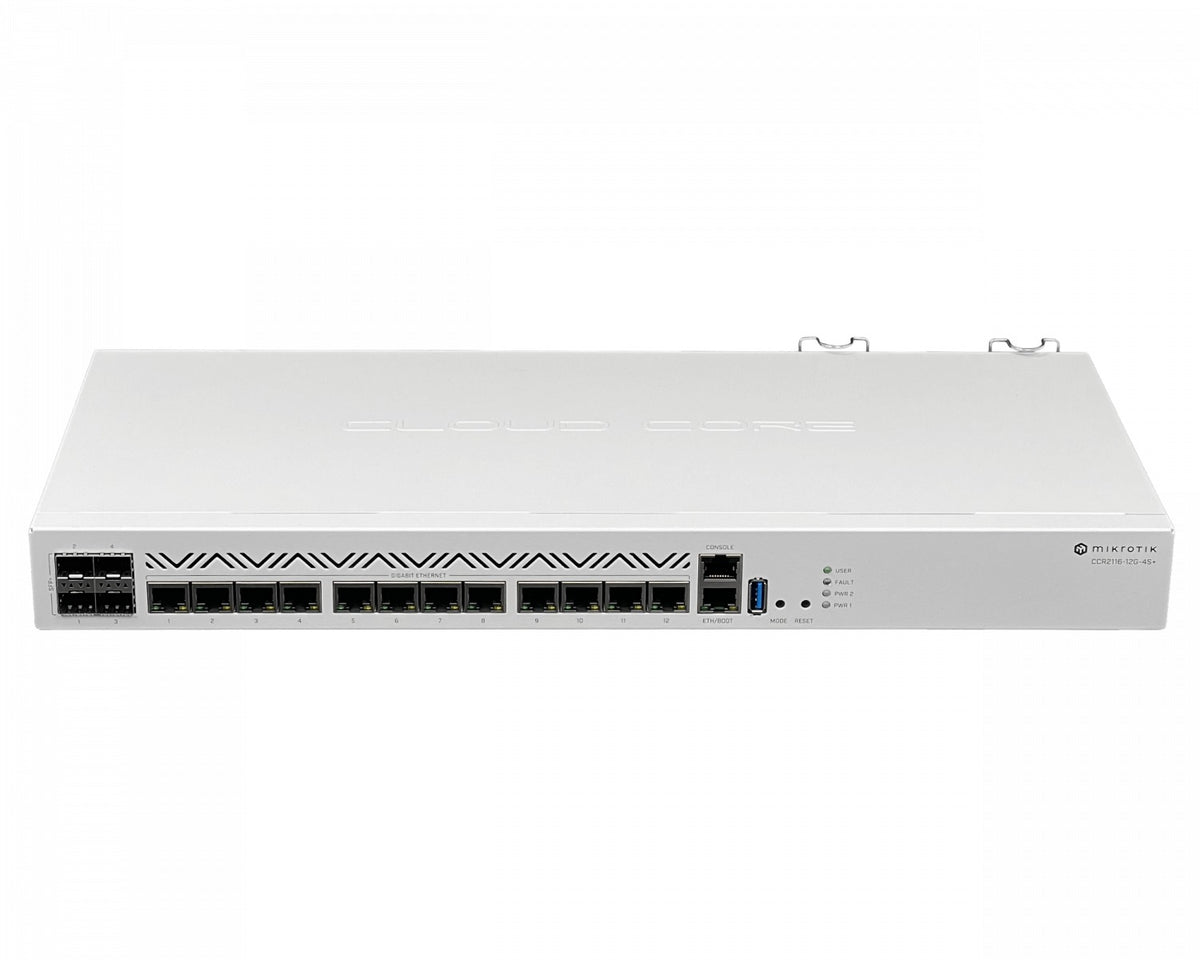 CCR2116-12G-4S+ MIKROTIK 16-2GHz 13-1000 4-Puertos SFP+ RS232-RJ45 Núcleo 6 2-220VAC necesita-Cables-C13
