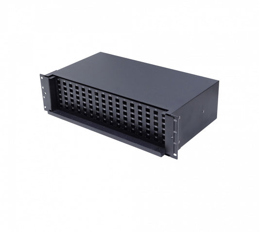 CFR96CL-D LINKMADE Bandeja deslizante para cabecera de fibra óptica Capacidad 96 fusiones Conectores LC-SC Ocupa 4 unidades de rack Requiere acopladores para su recepción