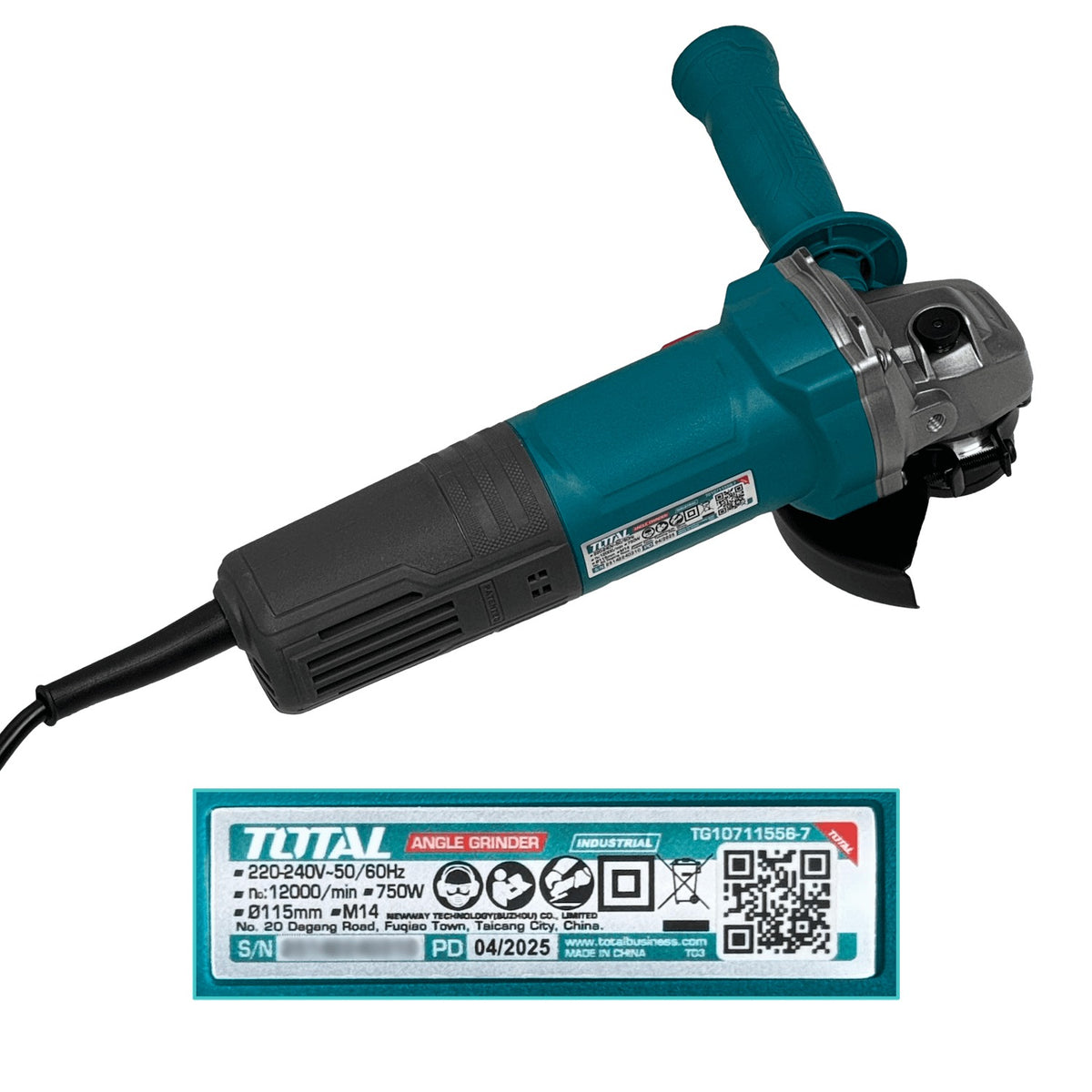 ESME-750 TOTAL 115mm 4-1/2pulgadas Esmeril 750W 240VAC M14 Indust TG10711556-7