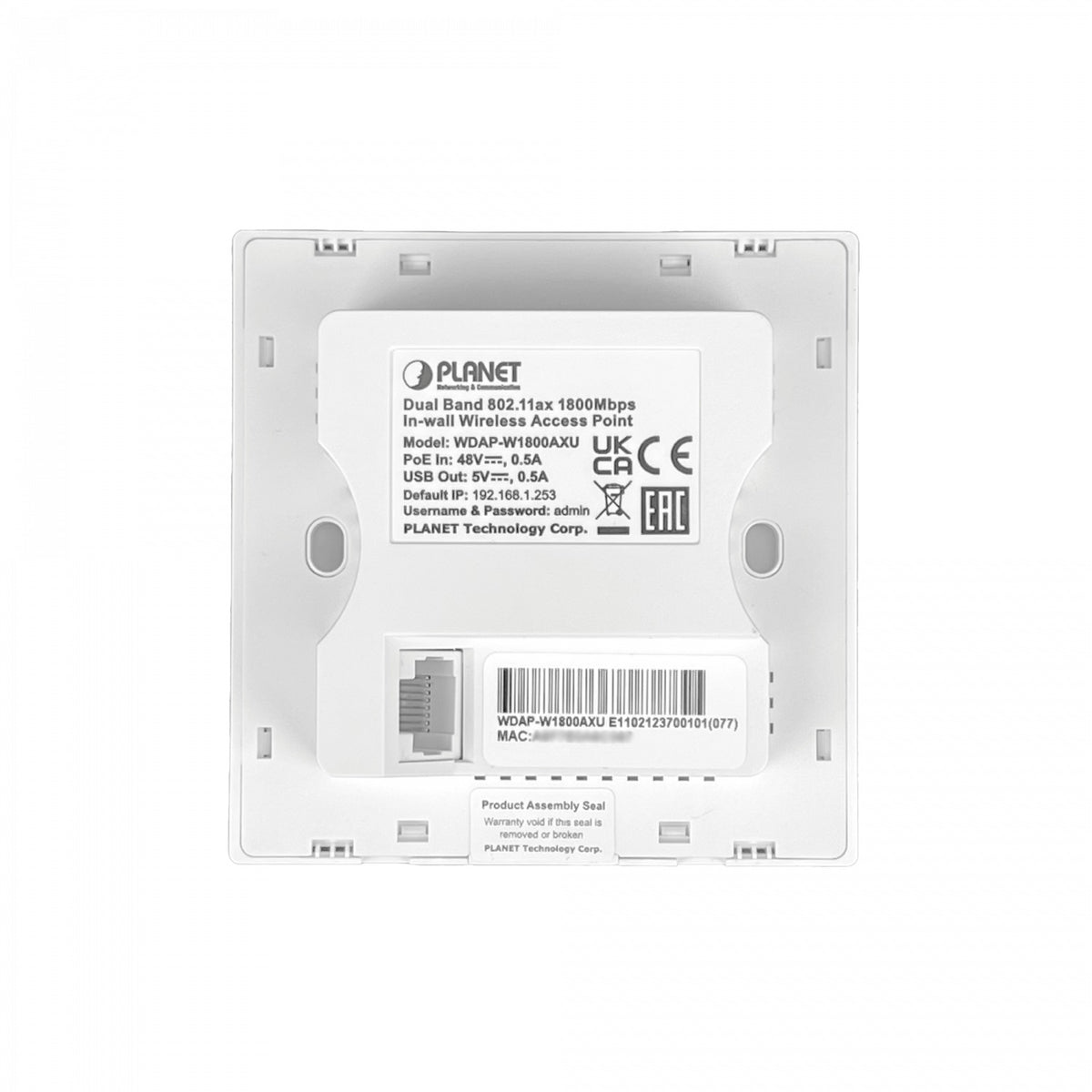 WDAP-W18 PLANET 1800AX 1-1000 2,4/5GHz 600/1200mbps USB-C 1800AX Punto de Acceso WIFI6 de Pared
