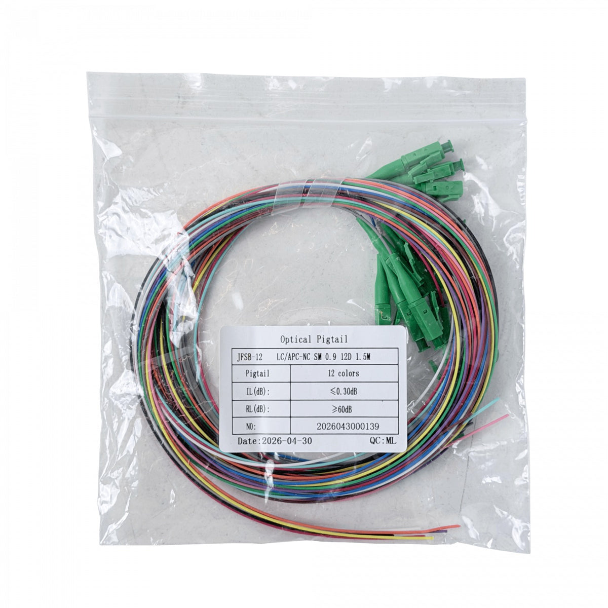 JFSB-12 LC/APC Monomodo 1,5mt 12-unidades Pigtail Fibra Óptica Monomodo 12-Colores-diferentes
