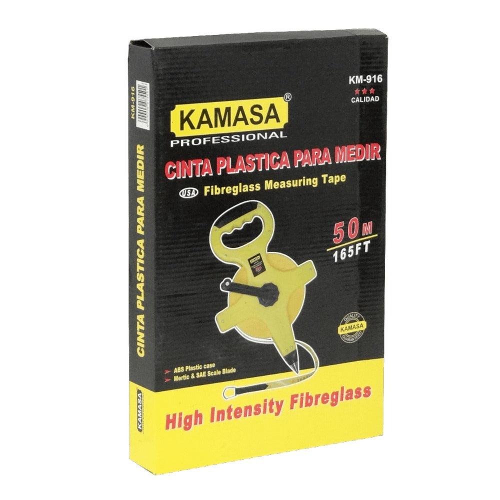 HUINCHA-50M KAMASA Huincha Medir 50mt 165ft 19mm Fab-China Fibra-Vidrio KM-916