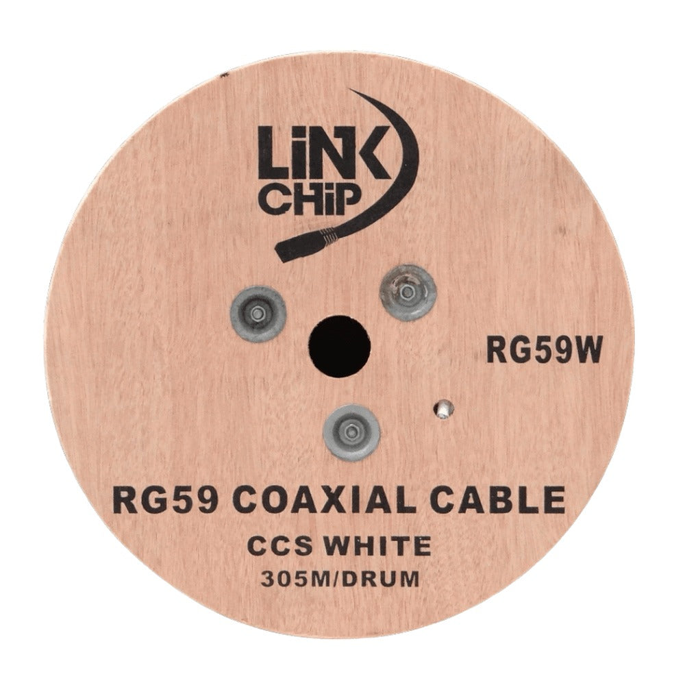 RG59W Cable-Coaxial RG59 305-metros Blanco Núcleo-CCS Referencia-RG-59