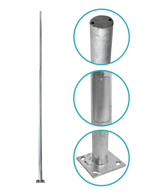 POSTEC-7M Poste Troncoconico 7mt 3mm Placa-260x260x12mm sin-incluir-Canastilla Cono-140/60mm