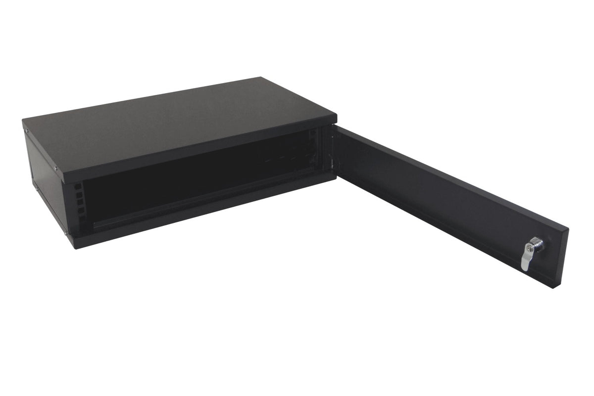 RK02-3L LINKMADE Plano 2U-138mm 30cm-Profundidad Rack Sobremesa Negro Puerta-Metálica
