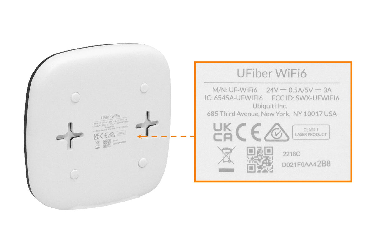 UF-WIFI6 UI GPON WiFi6 5/2,4 GHz 5 Gbps ONU 4-1000 SC/APC SM B+ incluye 5 V/USB-C UBIQUITI