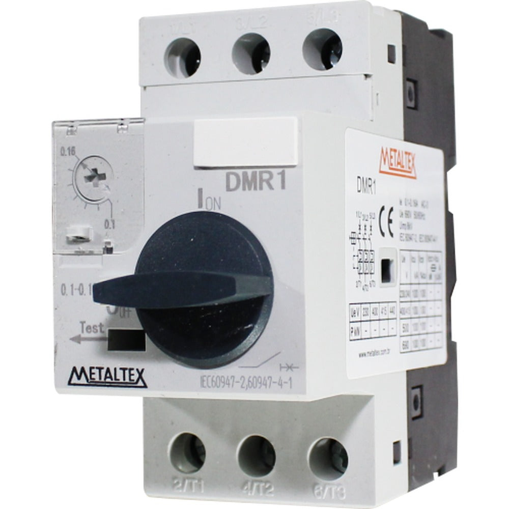 Guardamotor para maniobra y protección rotativo rangos 0.1 a 32A serie DRM1 - 1 ~ 1.6A