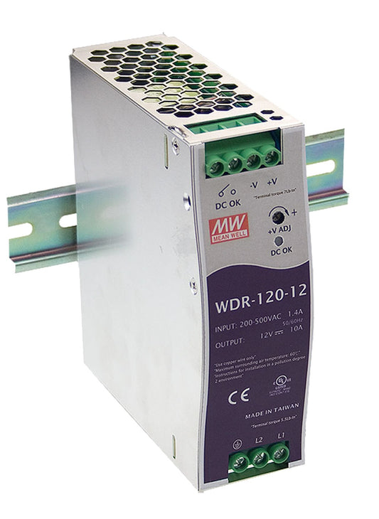 Fuente de poder Riel DIN Bifásica 120W WDR-120 - 48V