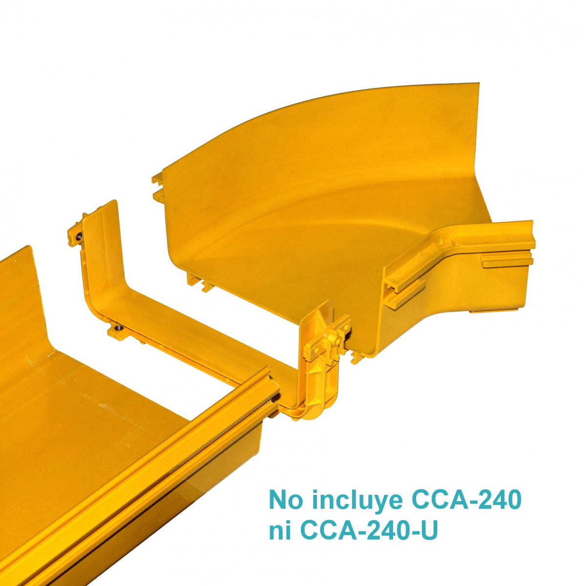 CCA-240-AQ Perfil en Escuadra 240x100mm Plano Amarillo PC+ABS LSZH Conector Macho