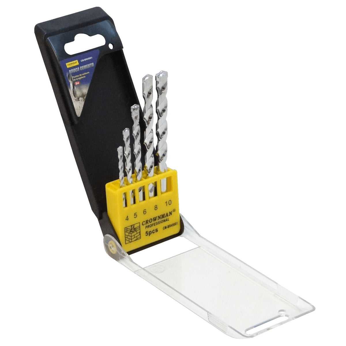BROCAS-CONCRETO Juego de 5 mechas para hormigón medidas 4x74mm 5x84mm 6x99mm 8x119mm 10x119mm CM-BR45001