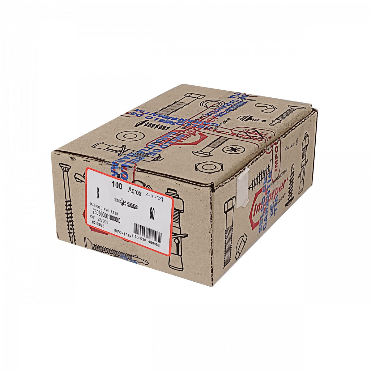 TARUGO-8 100-unids. 8x60mm Espiga Anclaje para Ladrillo Hueco