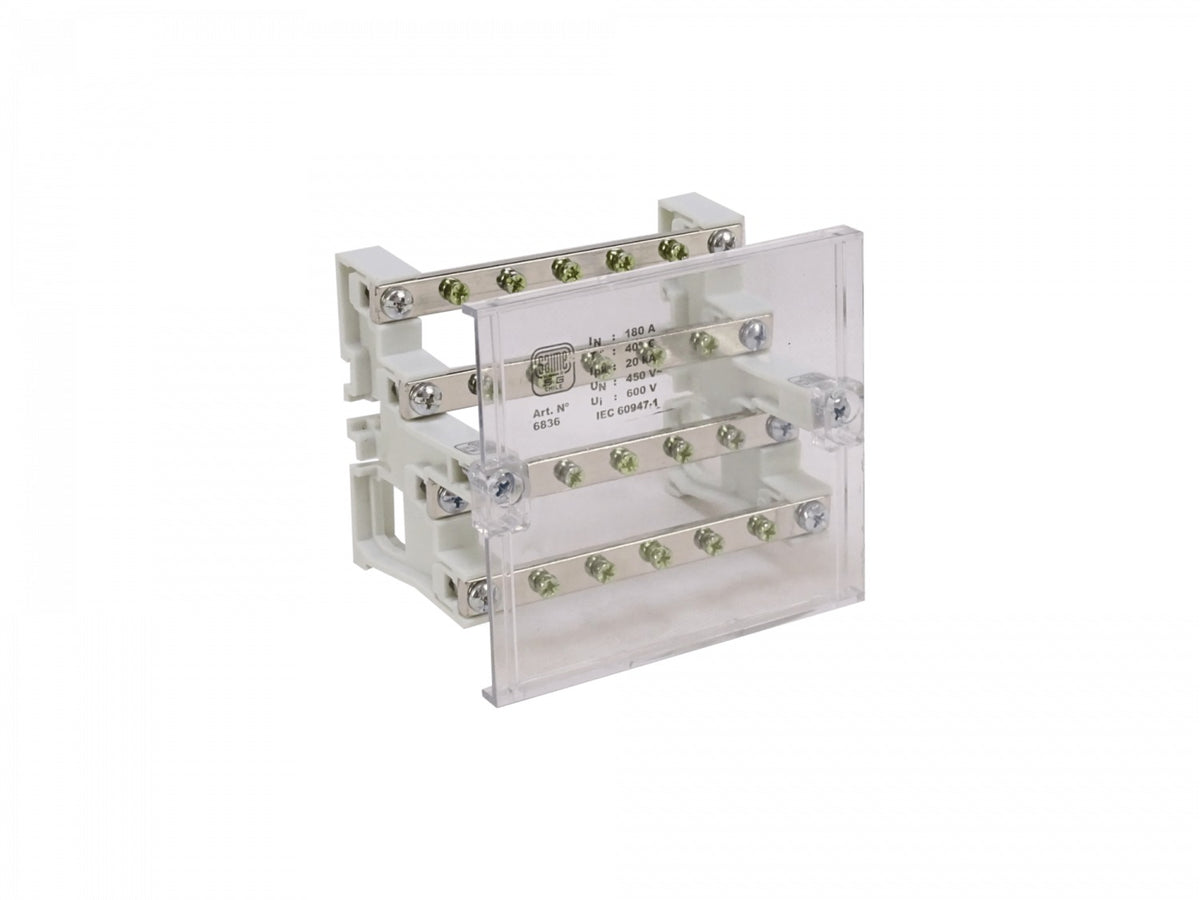 REPA-520 GC 4x5 polos, bloque divisor tetrapolar, 180 A, temperatura máxima 40 ºC