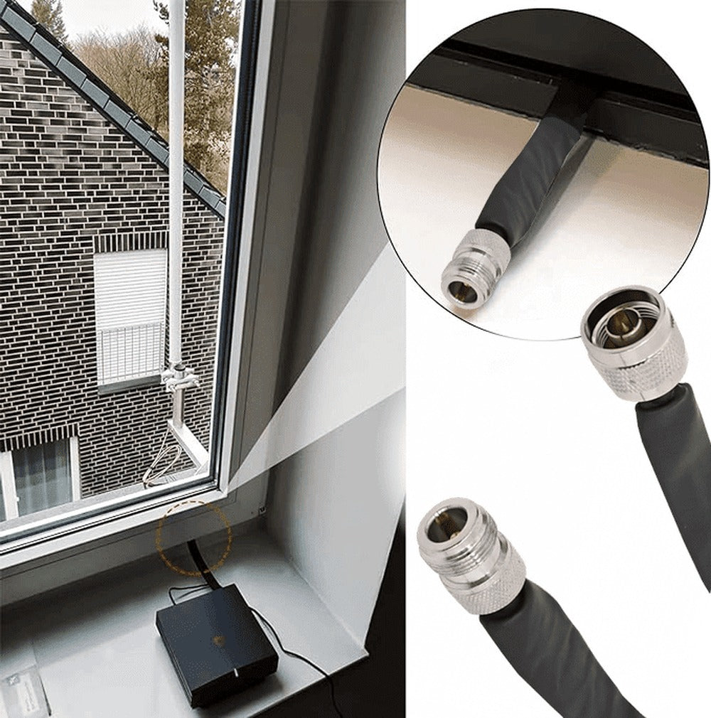 NMTNH 30cm Recto N-Hembra N-Macho Paso Ventana Puerta Cable Coaxial 0-6GHz Negro