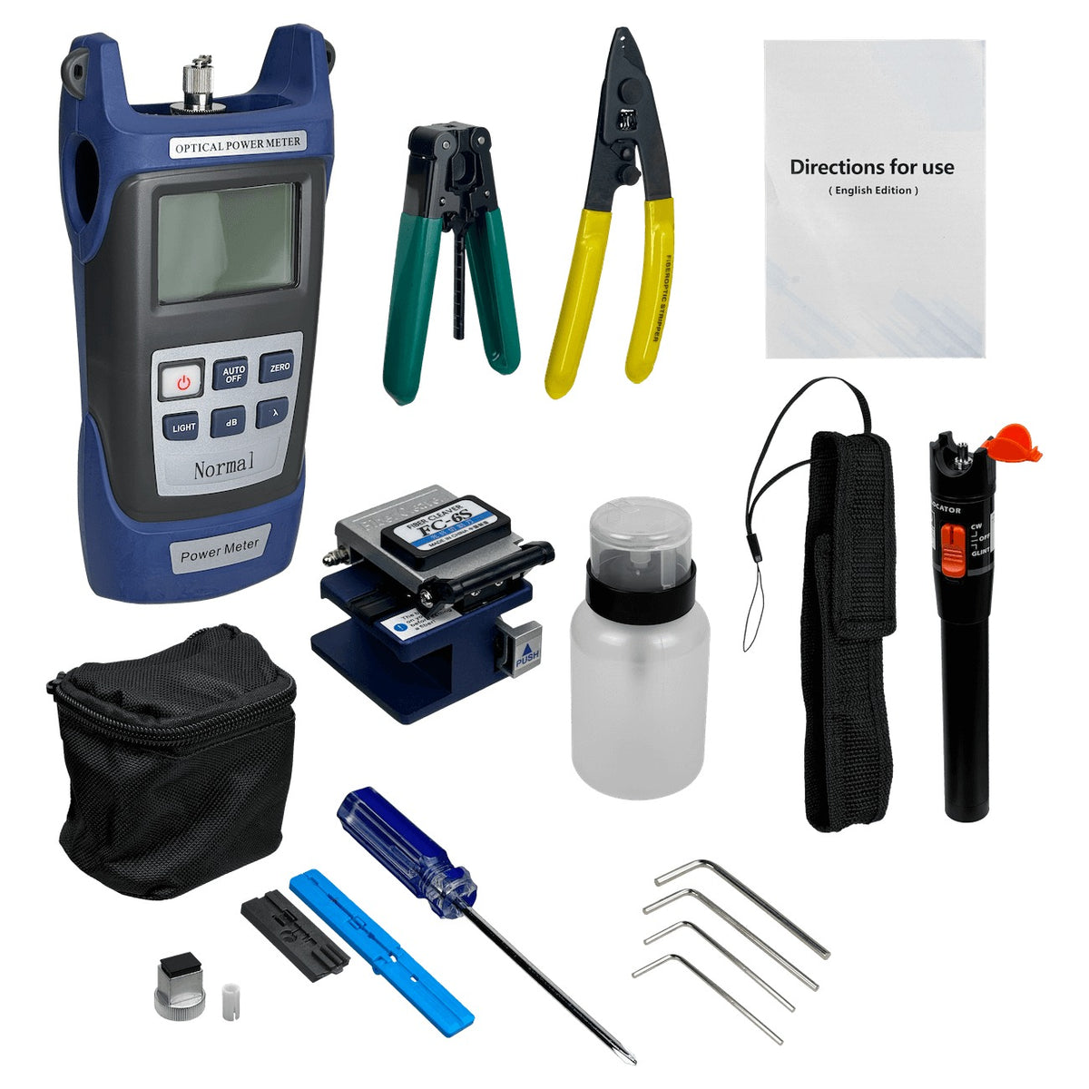 KIT-FIBRA-FTTH Conjunto Instrumental Medoptic Cortadora Pelacables-Fibra Envase Localizador Maletín
