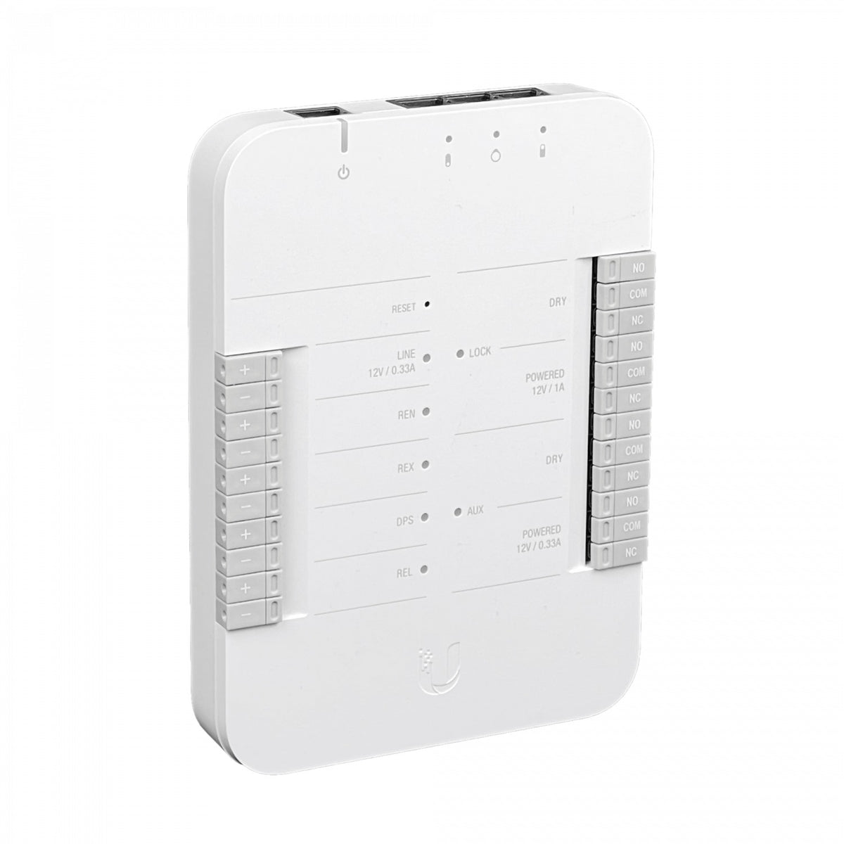 UA-HUB-DOOR. UI 1 puerta, 2 lectores, 2 cámaras, sensores, pulsadores, riel DIN, requiere PoE, UA-HUB. UBIQUITI