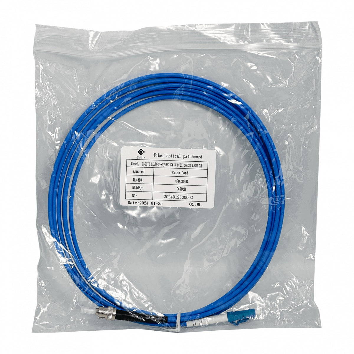 JBSLT3 LSZH Blindado 3mt LC-ST Monomodo SM Simplex Latiguillo Fibra 3.0mm 9/125