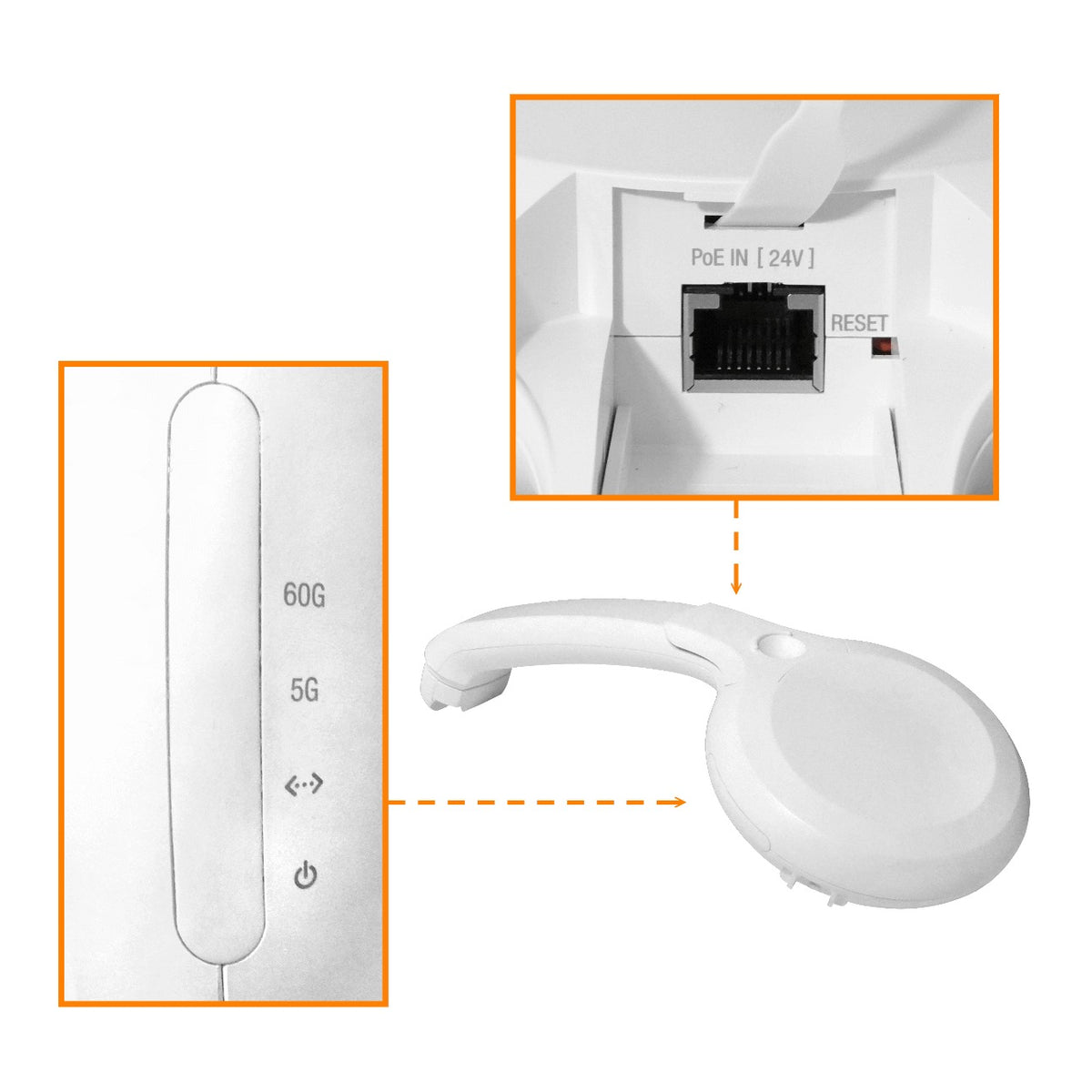 GBE-LR-LIQ UBIQUITI SEGUNDAMANO 60GHz 5GHz 38/11dBi 57-66GHz 1-1000 airMAX 1Gbps 2km