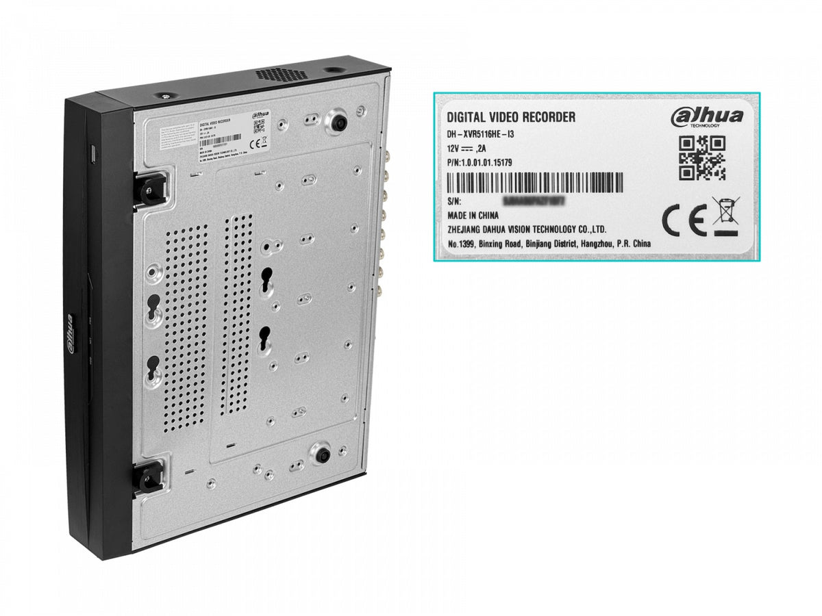 XVR5116 DAHUA Videograbador XVR 16 canales BNC 5MP 1 disco SATA 16TB LAN HDMI VGA USB RS485 Alarma WizSense